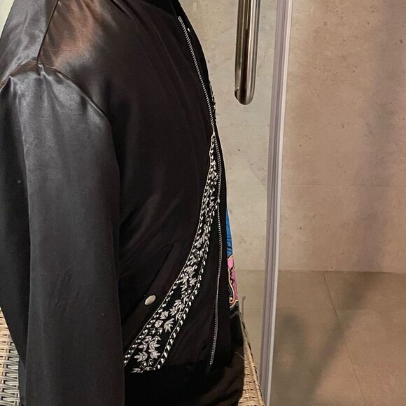 Crystal Amiri Bomber Jacket - Black - size L - Unisex - Silk Bomber Jacket Coat - Picture 10 of 16